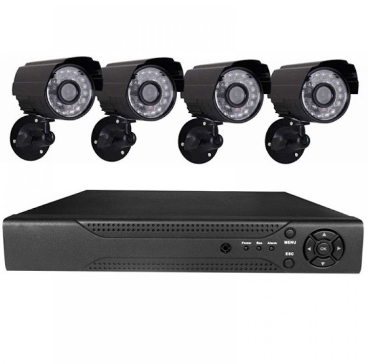 Sistem supraveghere CCTV - kit DVR 4 camere exterior/interior, cu HDMI, internet, infrarosu