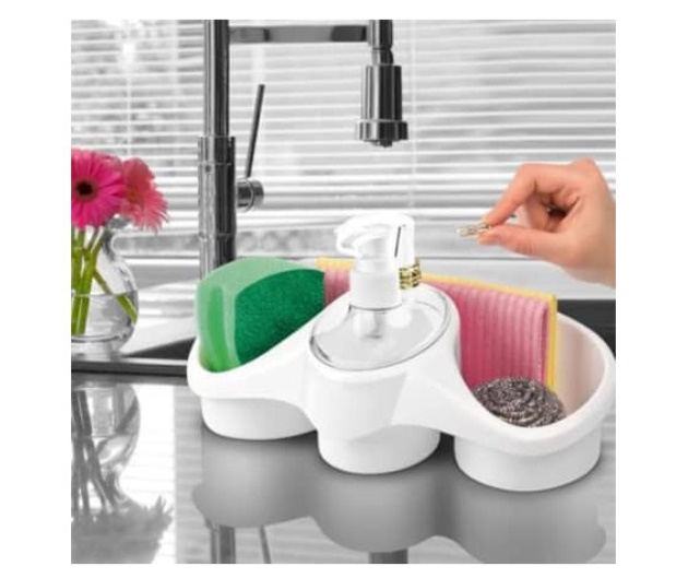 Dispenser detergent vase cu suport pentru burete