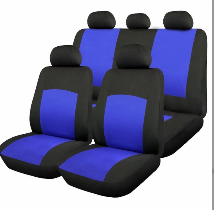 Huse scaune auto Oxford 9 bucati: albastru / gri / rosu